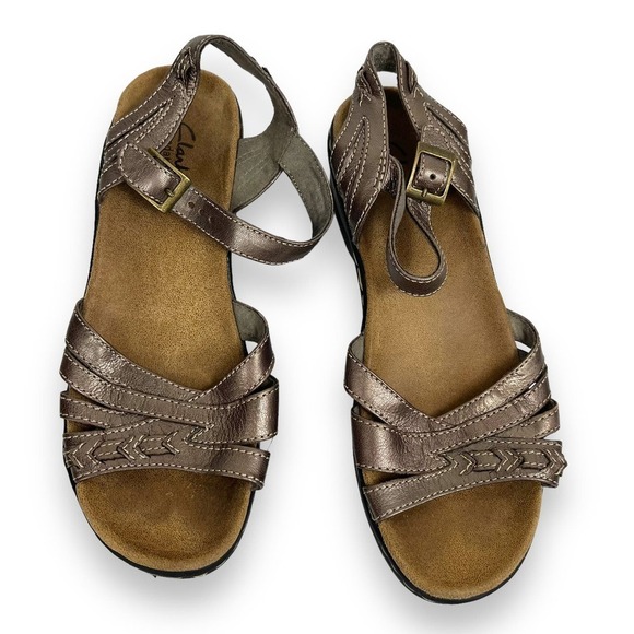 Clarks Bendables Bronze Comfort Strappy Sandals Size 7 - Picture 6 of 8